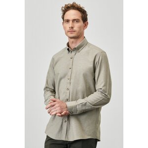 ALTINYILDIZ CLASSICS Men's Khaki Slim Fit Slim Fit Buttoned Collar Dobby Shirt