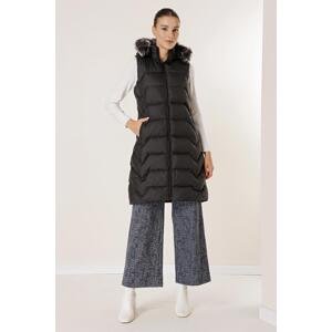 By Saygı Furry Mobile Hooded Side Pocket Lined Zippered Inflatable Vest