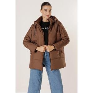 By Saygı Hooded Lined Oversize Puffer Coat with Pockets