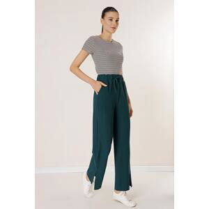 By Saygı Knitted Trousers with Elastic Waist, Side Slits and Pockets