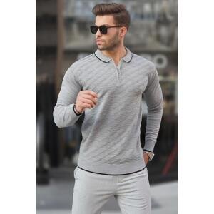 Madmext Men's Gray Zippered Knitwear Sweater 6824