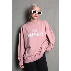 Madmext Women's Pink Crew Neck Printed Oversize Sweatshirt