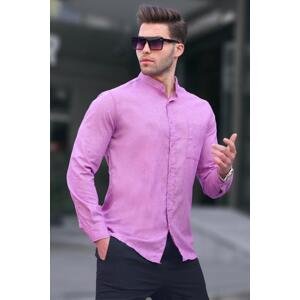 Madmext Men's Purple Linen Plain Long Sleeve Shirt 5548