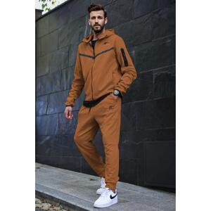 Madmext Brown Hooded Jogger Men's Tracksuit 5673