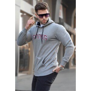 Madmext Men's Gray Printed Hoodie Sweatshirt