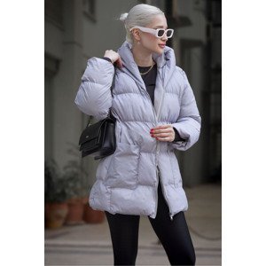 Madmext Women's Gray Hooded Pocket Detailed Coat