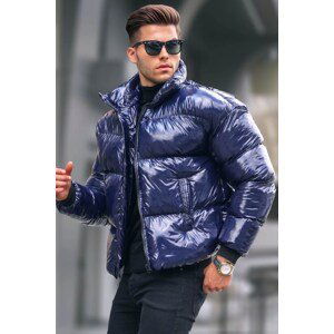 Madmext Navy Blue Shiny Basic Puffer Jacket 5993