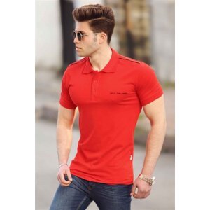 Madmext Men's Red Polo Neck T-Shirt 4558