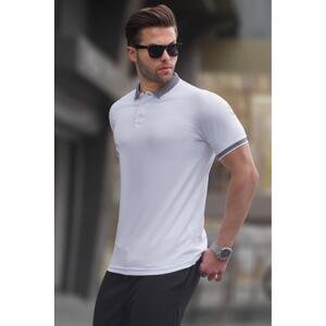 Madmext White Regular Fit Men's Polo Neck T-Shirt 6105