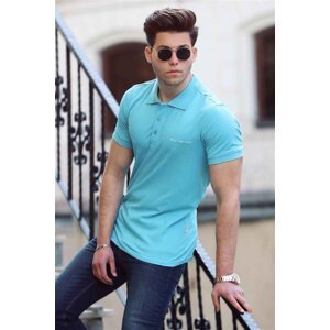 Madmext Men's Blue Polo Neck T-Shirt 4558