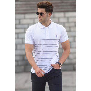 Madmext Men's White Polo Neck T-Shirt 5238