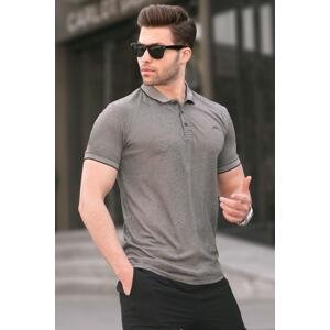 Madmext Black Embroidered Regular Fit Men's Polo Neck T-Shirt 6108