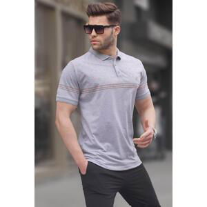 Madmext Men's Gray Polo Neck T-Shirt 6077
