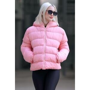 Madmext Women's Pink Hooded Puffer Coat