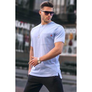 Madmext Blue Pocket Men's Basic T-Shirt 6078