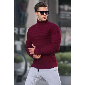 Madmext Burgundy Turtleneck Knitwear Sweater 6832