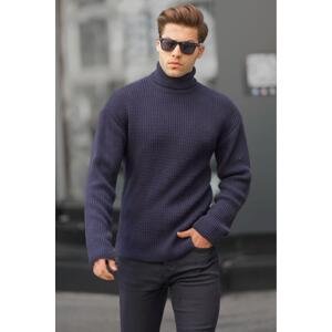 Madmext Navy Blue Turtleneck Knitted Sweater 6858