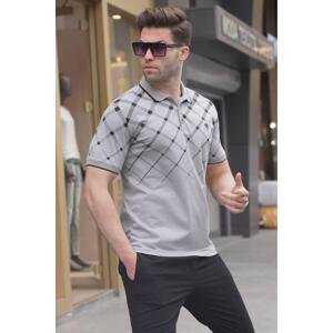 Madmext Men's Dyed Gray Buttoned Polo Neck T-Shirt 5867