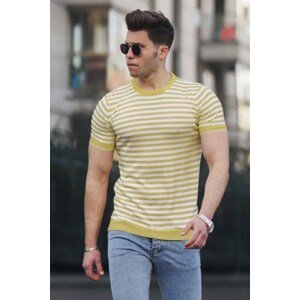 Madmext Men's Crew Neck Yellow Knitwear T-Shirt 4602
