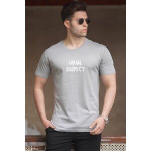 Madmext Men's Gray Printed T-Shirt 5275