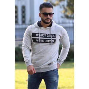 Madmext Gray Printed Hooded Sweatshirt 4098