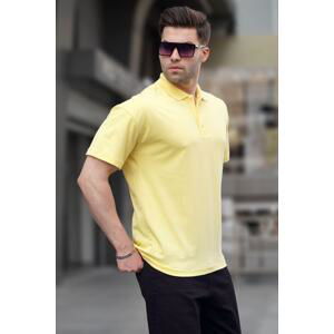 Madmext Men's Yellow Polo Neck Basic T-Shirt 6126