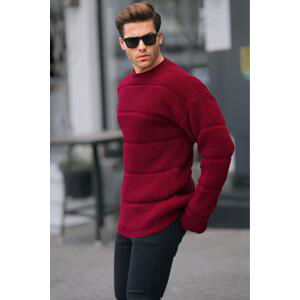 Madmext Burgundy Crew Neck Knitted Sweater 6855