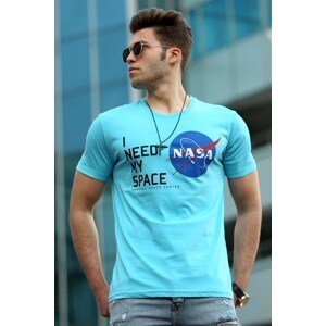 Madmext Men's Turquoise Printed T-Shirt 4509