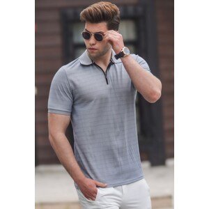 Madmext Men's Gray Polo Neck Knitwear T-Shirt 5117