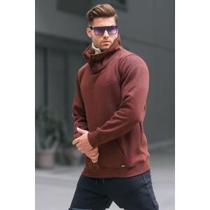 Madmext Dark Brown Collar Detailed Men's Sweatshirt 4411
