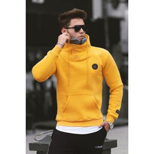 Madmext Knitwear Collar Buttoned Yellow Sweatshirt 4411