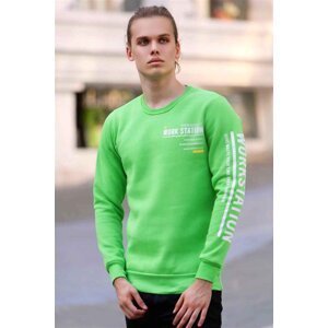 Madmext Printed Neon Green Sweatshirt 4161