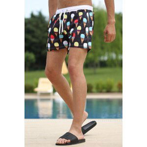 Madmext Printed Black Marine Shorts 2639