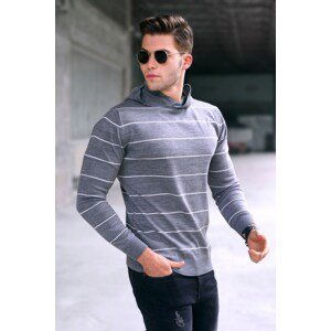 Madmext Men's Gray Hooded Sweater 5623