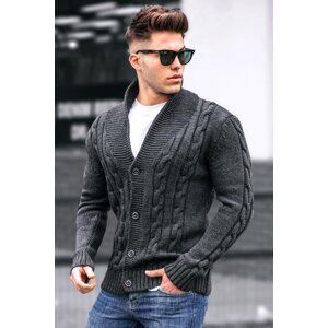 Madmext Anthracite Knitted Cardigan 9053