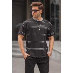 Madmext Crew Neck Black Striped Comfort Fit Men's T-Shirt 6063