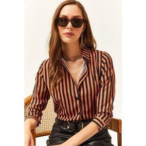 Olalook Women's Brick Striped Woven Shirt