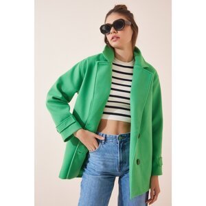 Happiness İstanbul Women's Green Double Breasted Cachet Coat
