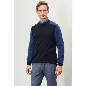 ALTINYILDIZ CLASSICS Men's Navy Blue Standard Fit Regular Cut Half Turtleneck Jacquard Knitwear Sweater