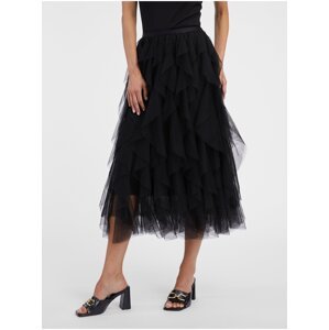 Orsay Černá dámská midi sukně s volány - Dámské