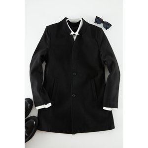 Trendyol Black Men's Slim Fit Stand Collar Stamp Coat