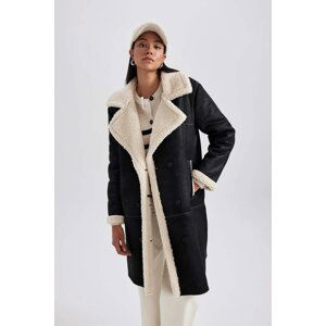 DEFACTO Regular Fit Plush Lining Suede Coat