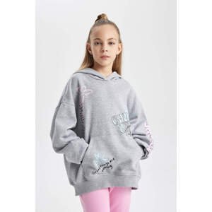 DEFACTO Girl Oversize Fit Hooded Soft Fuzzy Thick Fabric Sweatshirt