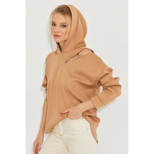 Cool & Sexy Women's Camel Window Scuba Sweatshirt