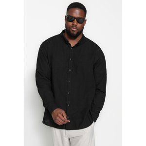 Trendyol Men's Plus Size Black Regular Fit Comfortable Buttoned Collar Shirt