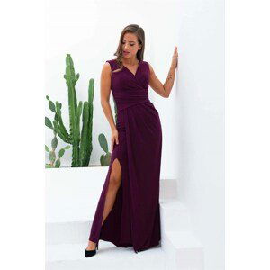 Carmen Plum Sandy Slit Long Evening Dress