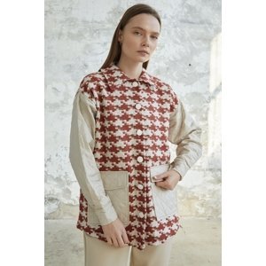 InStyle Houndstooth Pattern Quilted Jacket - Tile
