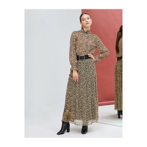 Koton Maxi Chiffon Skirt Leopard Patterned Flounce Lined