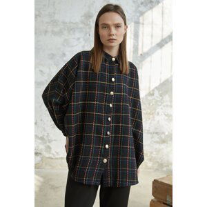 InStyle Plaid Striped Tuvid Shirt - Black