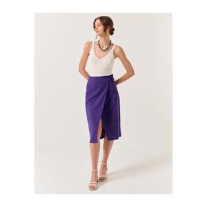 Jimmy Key Purple Regular Waist Slit Midi Linen Skirt